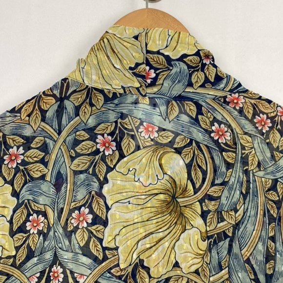 Rare H&M x William Morris & Co 6 Floral Pimpernel Print Top Blouse Tie-front - Picture 14 of 15